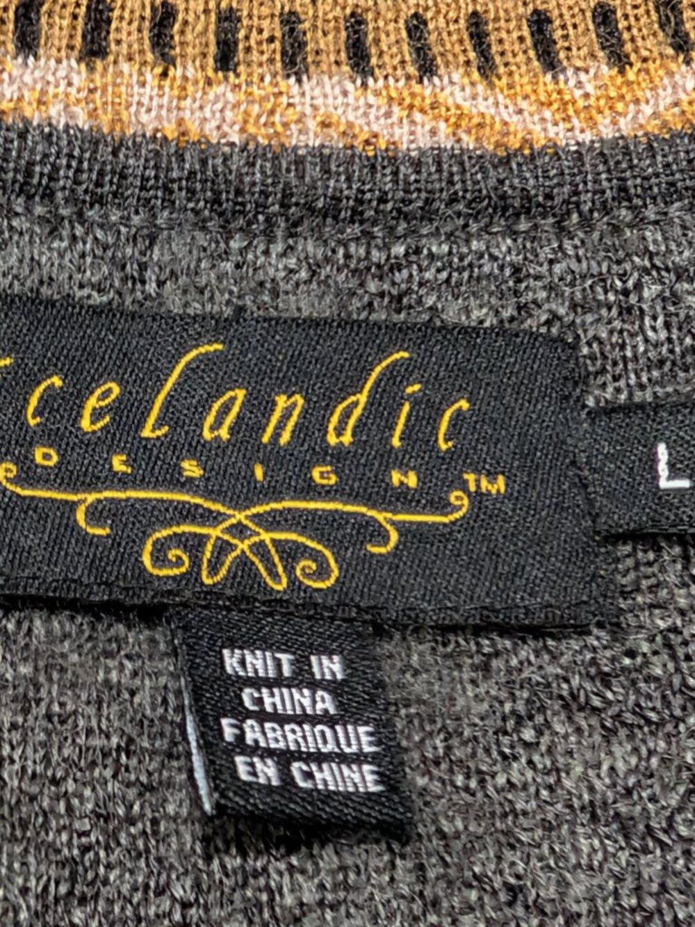 Icelandic Design Womens Size L Gray Gold Fair Isle Open Wool Acrylic Cardigan - Picture 7 of 9